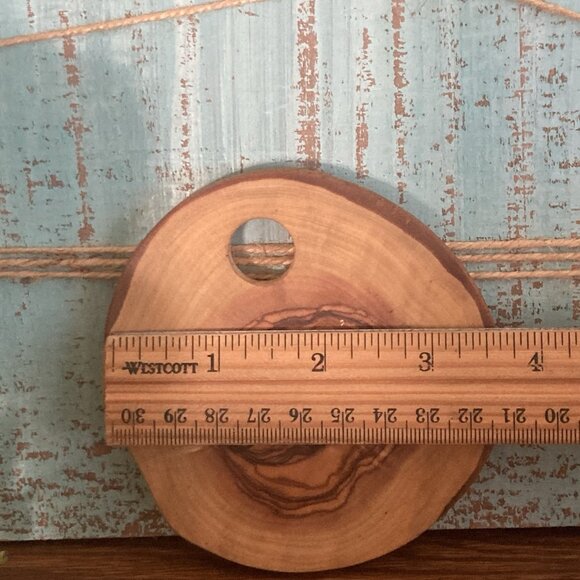 Olive Wood Rustic Natural Coaster Set of 6 with Holder Hand Made - Picture 6 of 16